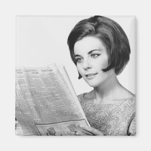 Woman Reading Newpaper Magnet (Front)