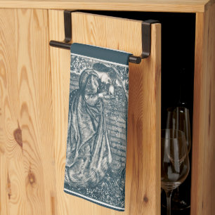 Woman Reading the n a garden Kitchen Towel