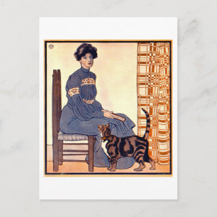 Woman Reading with Cat by Penfield Postcard