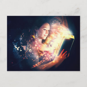 Woman Reads a Book Postcard