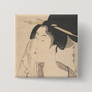 Woman Relaxing after Her Bath 2 Inch Square Button