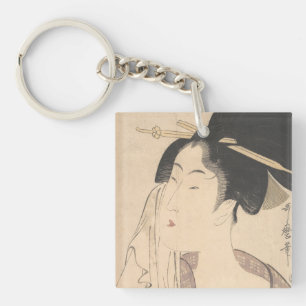 Woman Relaxing after Her Bath Keychain