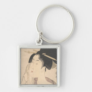 Woman Relaxing after Her Bath Keychain