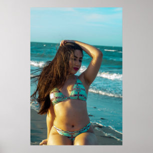Woman Relaxing On A Sunny Beach Poster