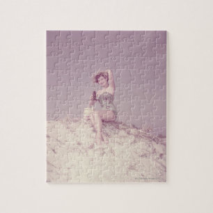 Woman Relaxing on Beach Jigsaw Puzzle