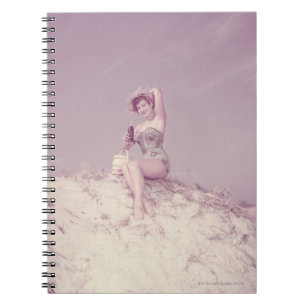 Woman Relaxing on Beach Notebook