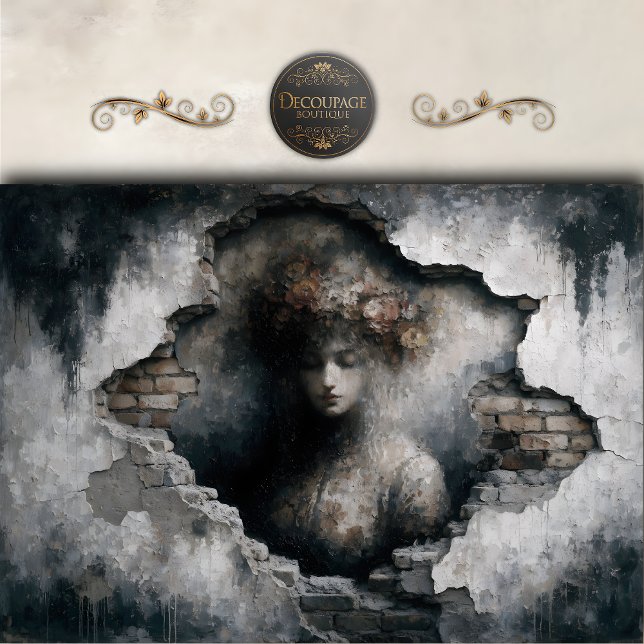 Woman Revealed in Crumbling Wall Decoupage Tissue Paper (Woman Revealed in Crumbling Wall Decoupage Tissue Paper)