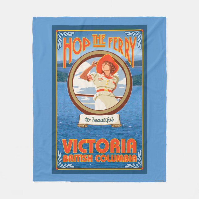Woman Riding Ferry - Victoria, BC Canada Fleece Blanket (Front)