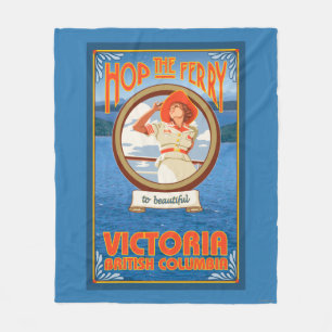 Woman Riding Ferry - Victoria, BC Canada Fleece Blanket