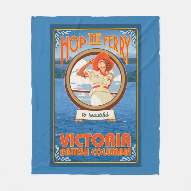 Woman Riding Ferry - Victoria, BC Canada Fleece Blanket (Front)