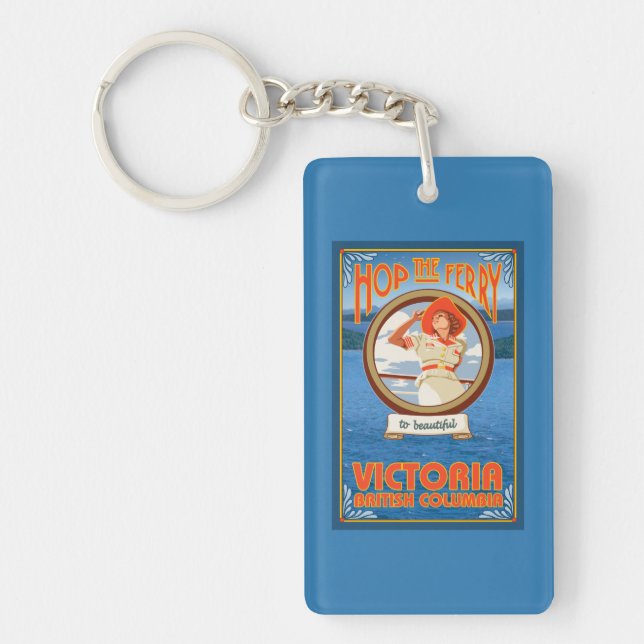 Woman Riding Ferry - Victoria, BC Canada Keychain (Front)