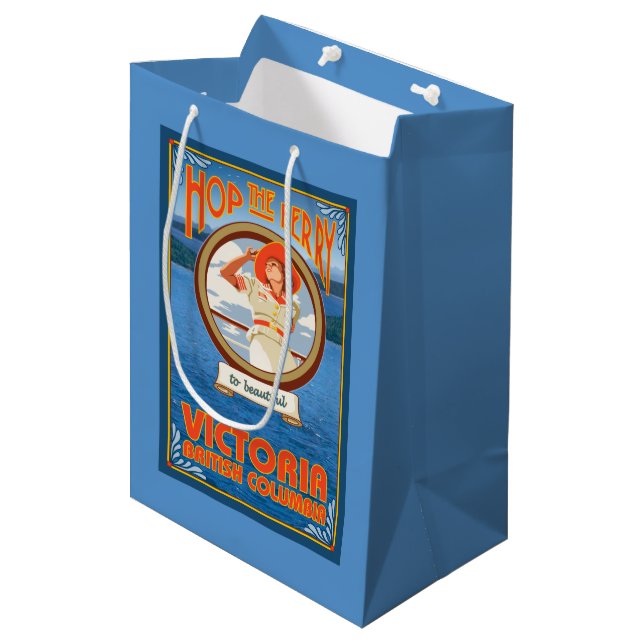 Woman Riding Ferry - Victoria, BC Canada Medium Gift Bag (Front Angled)