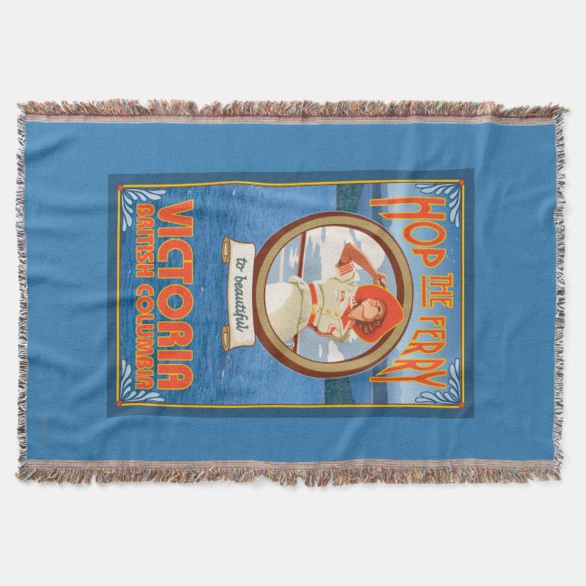 Woman Riding Ferry - Victoria, BC Canada Throw Blanket (Front)