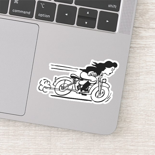 Woman Riding Motorcycle Biker Chick Art (Detail)