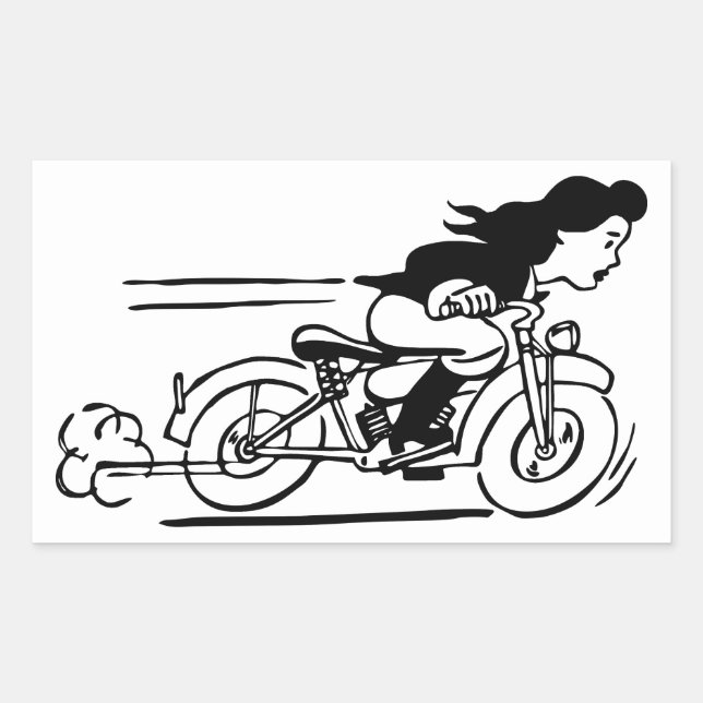 Woman Riding Motorcycle Biker Chick Art Sticker (Front)