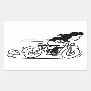 Woman Riding Motorcycle Biker Chick Art Sticker