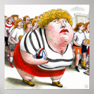 Woman Rugby Player - Rugby Painting Print