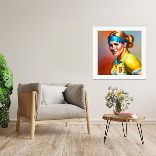 Woman Rugby Player - Wrapped Canvas Art Print (Woman Rugby Player Painting Print.
Artist: Roger Smith)