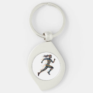 Woman Running Motivational Words for Runners Keychain