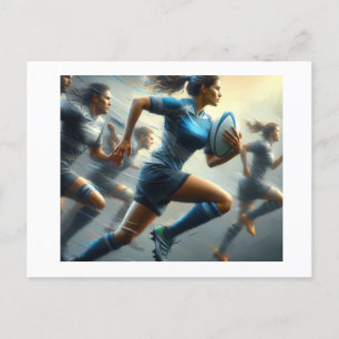 Woman Running with Rugby Ball,  Postcard