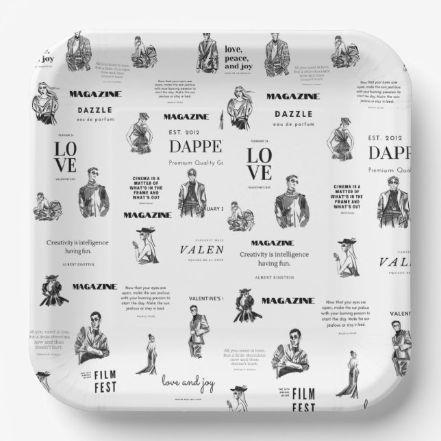 Woman’s fashion magazine paper plates (Front)