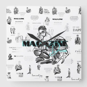 Woman’s fashion magazine square wall clock