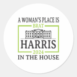 Woman’s Place Is In The White House 2024 Kamala Ha Classic Round Sticker