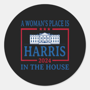 Woman’s Place Is In The White House Kamala Harris Classic Round Sticker