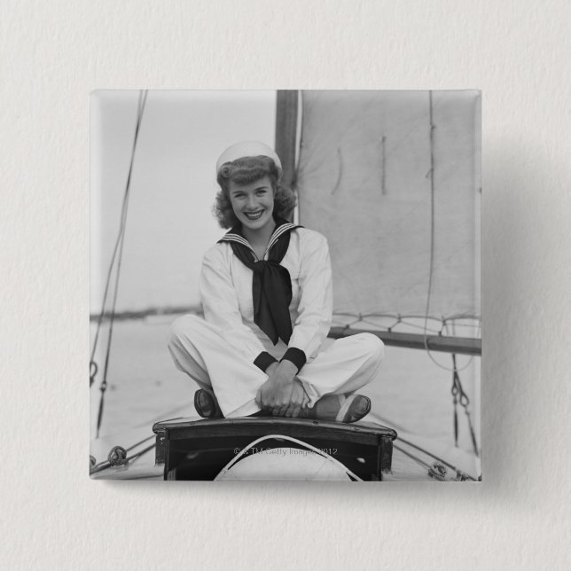 Woman Sailor 2 Inch Square Button (Front)