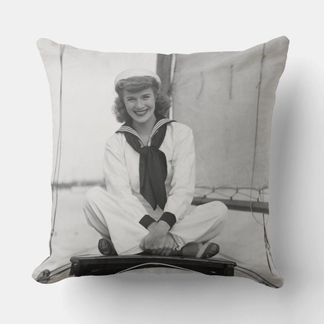 Woman Sailor Throw Pillow (Front)