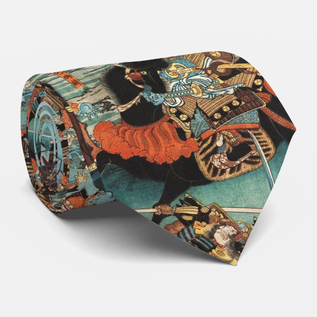 WOMAN SAMURAI TOMOE GOZEN HORSEBACK IN THE BATTLE  TIE (Rolled)