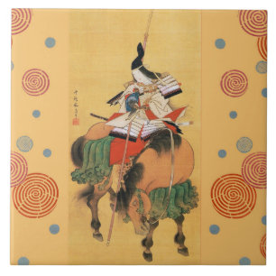 WOMAN SAMURAI TOMOE GOZEN HORSEBACK Japanese Art Tile