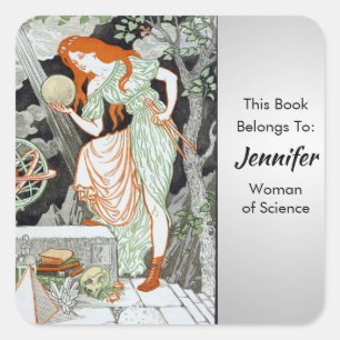 Woman Science by Eugene Grasset Personalize Square Sticker