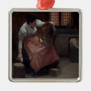 Woman Scouring Metal Ornament