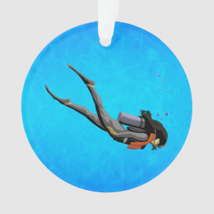 Woman SCUBA Diving Ornament