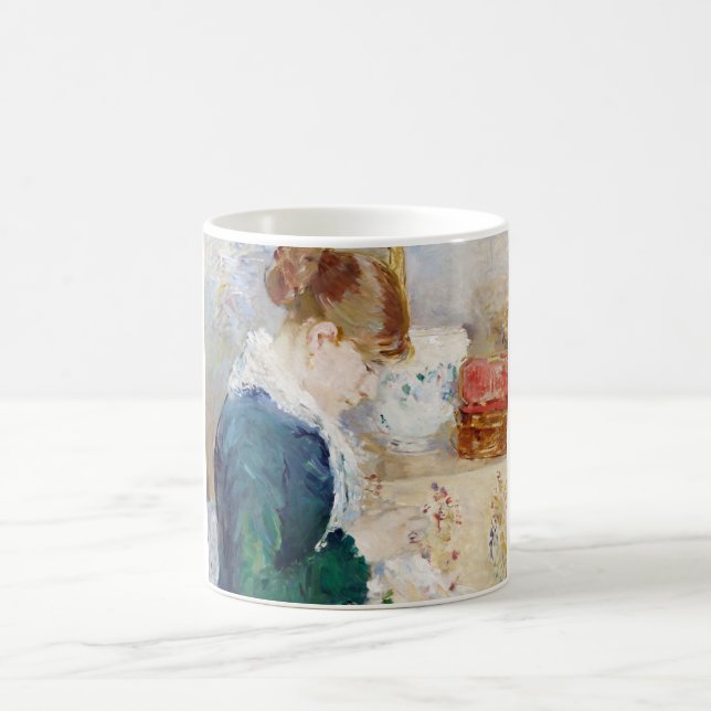 Woman Sewing, Berthe Morisot Coffee Mug (Center)