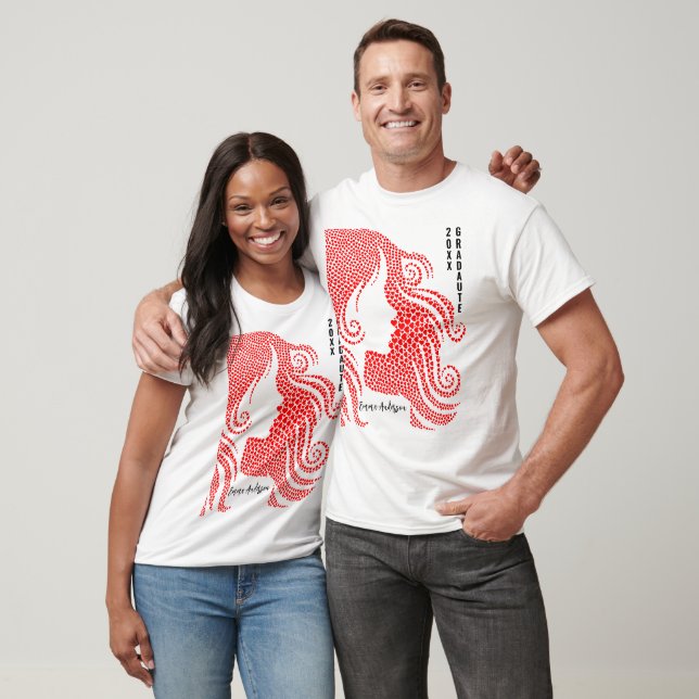 Woman Silhouette in Hearts | Graduate  T-Shirt (Unisex)
