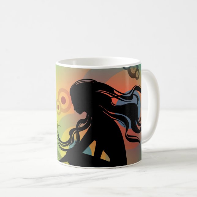 Woman Silhouette Music and Rhythm  Coffee Mug (Front Right)