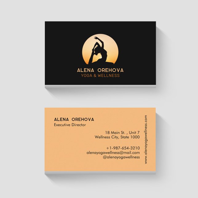 Woman Silhouette Yoga & Wellness Business Card (Creator Uploaded)