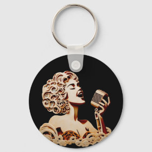 Woman singing paper crafts music art keychain
