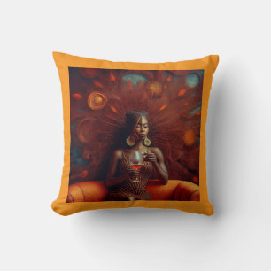 Woman Sipping A Drink On Couch Throw Pillow