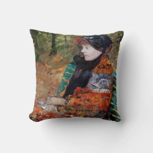 Woman Sitting on the Bench, Mary Cassatt Throw Pillow
