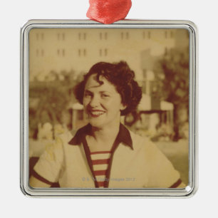 Woman Sitting Outside Metal Ornament