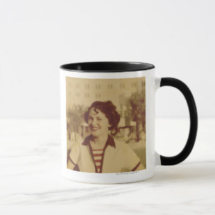 Woman Sitting Outside Mug