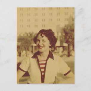 Woman Sitting Outside Postcard