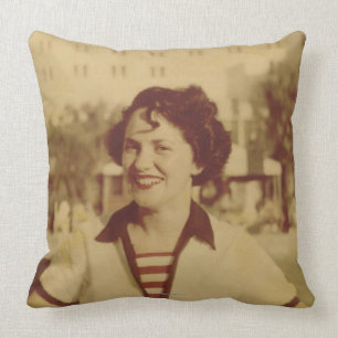 Woman Sitting Outside Throw Pillow