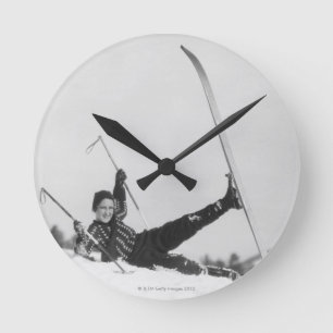 Woman Skier 2 Round Clock