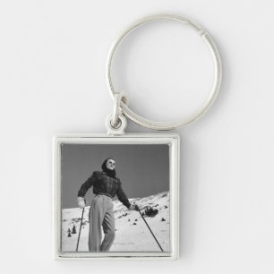 Woman Skier Keychain