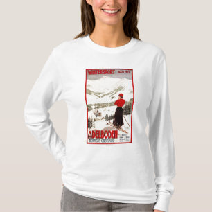 Woman Skier Overlooking Adelboden Poster T-Shirt