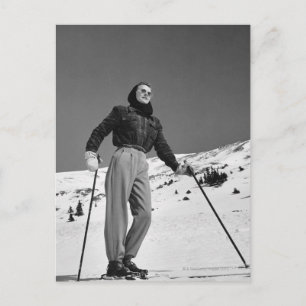 Woman Skier Postcard